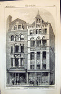 Old Print Piece Piccadilly Corner Bookshop George Vaughan Architects 1873 19th