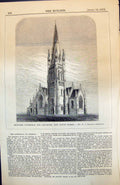 Antique Old Print Proposed Cathedral Goulburn New South Wales Ej Blacket 1873