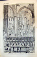 Old Print Cathedral Limburg Nassau Founders Monument Arches Columns 1873 19th