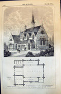 Antique Old Print Huyton Quarry Schools Knowsley Near Liverpool Hh Vale 1873