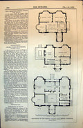 Antique Old Print Residences Crystal Palace Park Estate Sydenham Plans 1873
