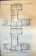 Old Antique Print Schools Ford Road London Board First Ground Plans 1873 19th