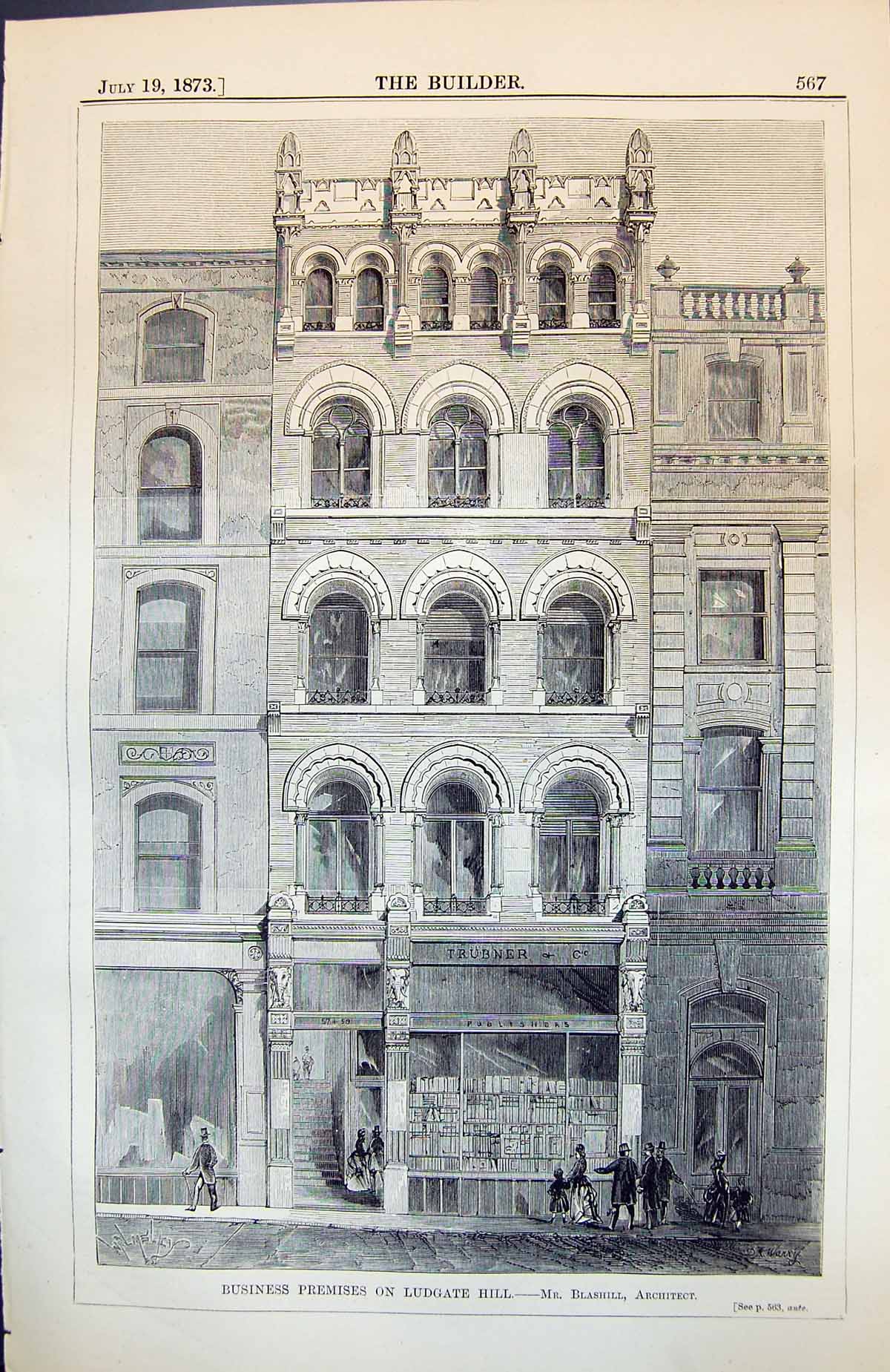 Old Business Premises Ludgate Hill Mr Blashill Architect Publisher 1873 19th