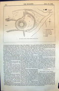 Old Antique Print Ancient Castle Ewias HarGround Plan Keep Platform 1873 19th