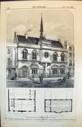 Antique Old Print St Pancras Mission House Sandwich St Burton Crescent 1873