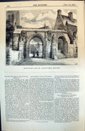 Antique Old Print Churchyard Gate St Jean-Du-Doigt Brittany Hwb Archway 1873