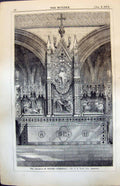 Old Antique Print Reredos Exeter Cathedral Sir G G Scott Architect 1874 19th