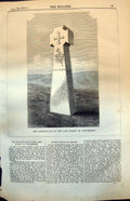 Antique Print Death Place Late Bishop Winchester Cross Cornish Granite 1874