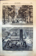 Old Antique Print Paris Squares Arts And Science Tower St Jacques 1874 19th