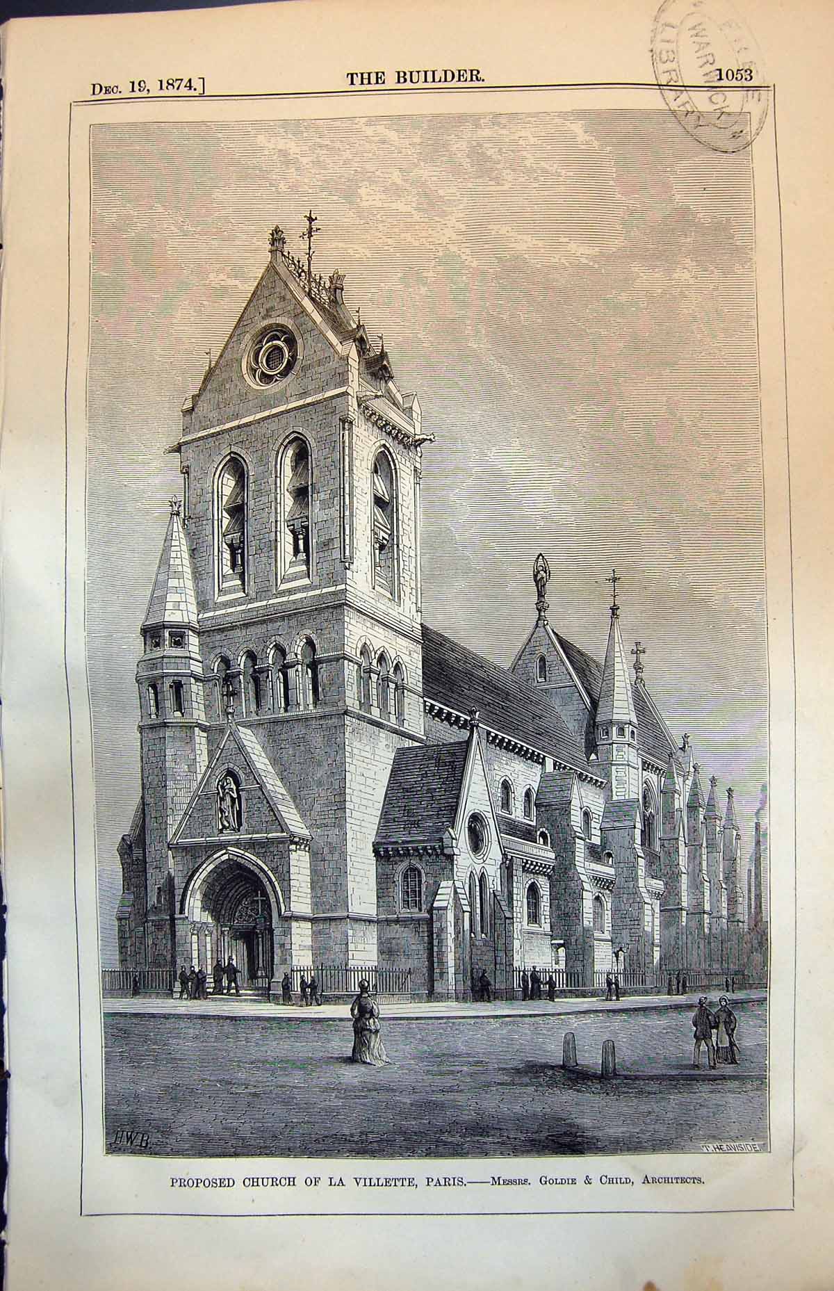 Old Proposed Church La Vilette Paris Messrs Gie & Child Architects
