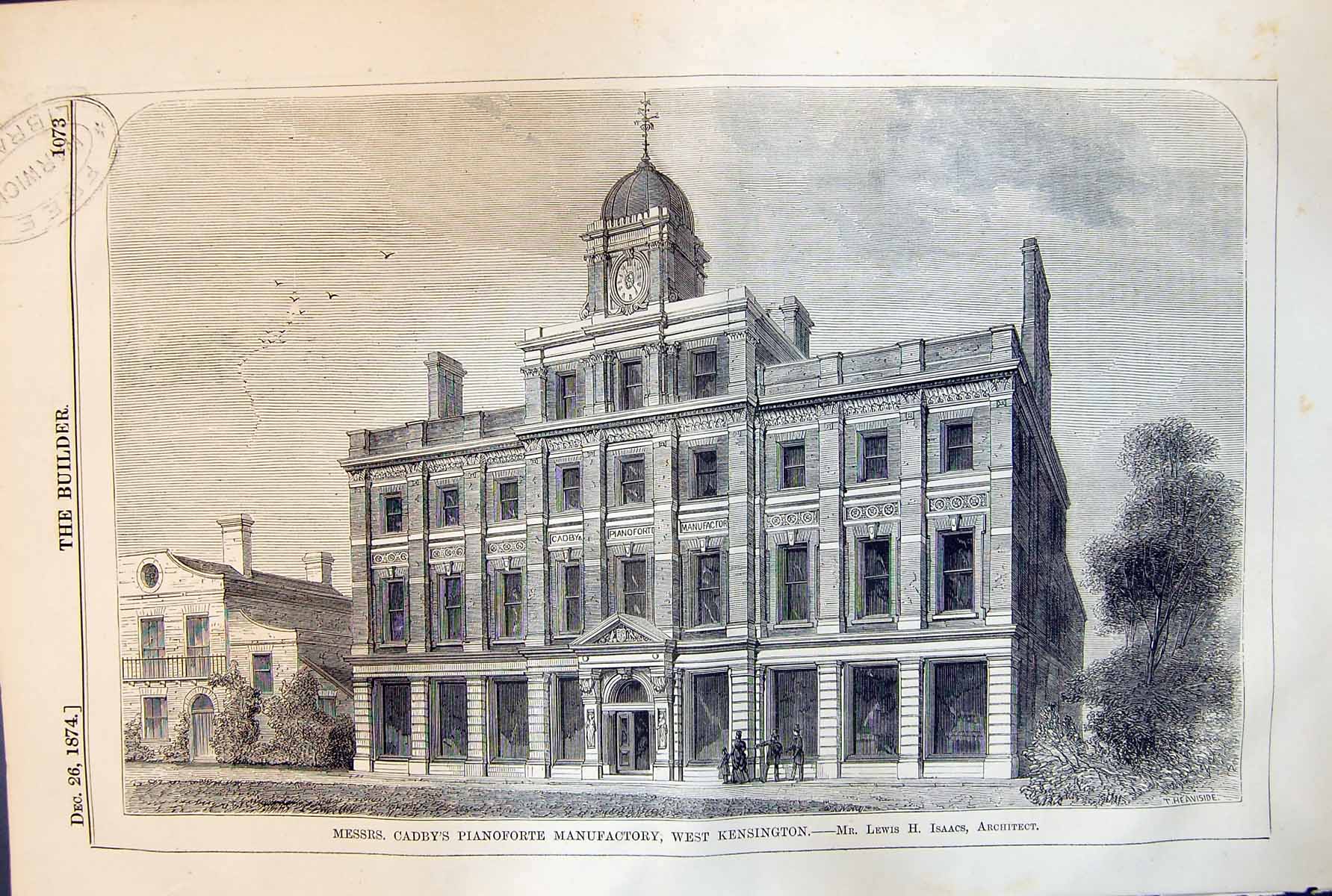 Old Cadbys Pianoforte Manufactory West Kensington L Isaacs Arch 1874Victorian