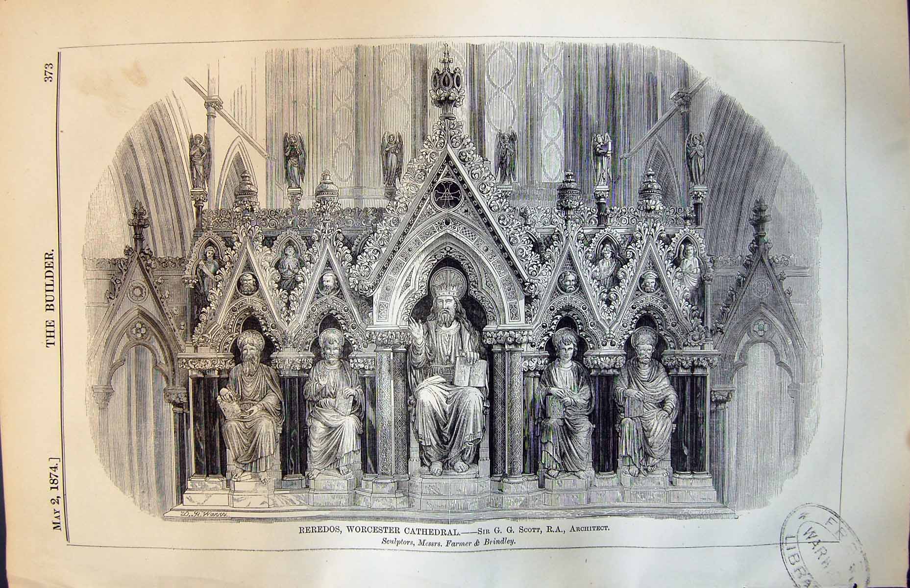 Old Reredos Worcester Cathedral Sir Gg Scott Arch Farmer Brindley 187 Victorian