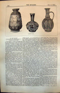 Original Old Antique Print Lambeth Pottery Stoneware Vase Jug 1874 Victorian