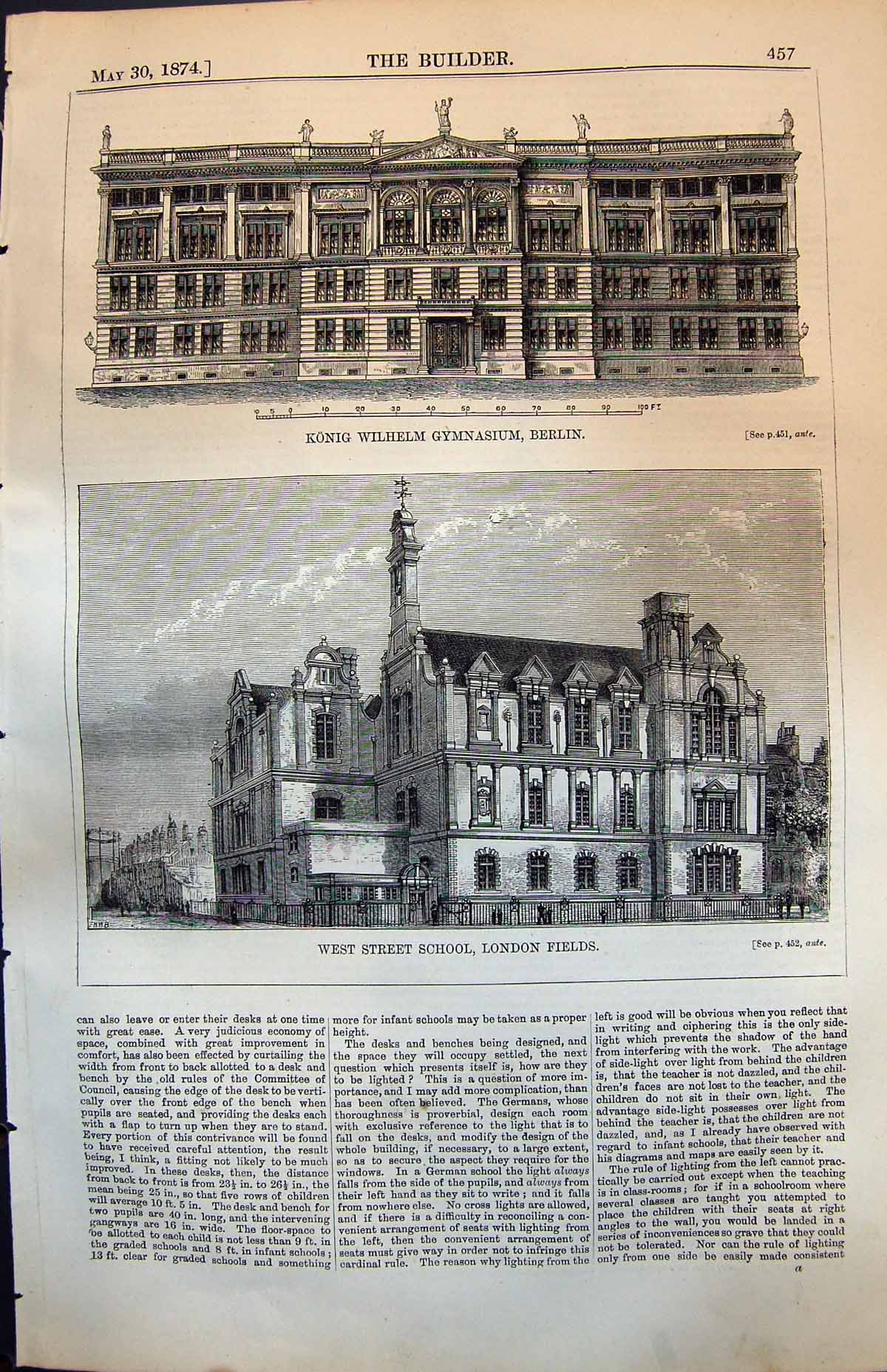 Old Konig Wilhelm Gymnasium Berlin West St School London Fields 1874 Victorian