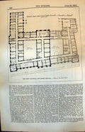 Original Old Antique Print New Colonial Home Offices Plan One Pair Floor 1874
