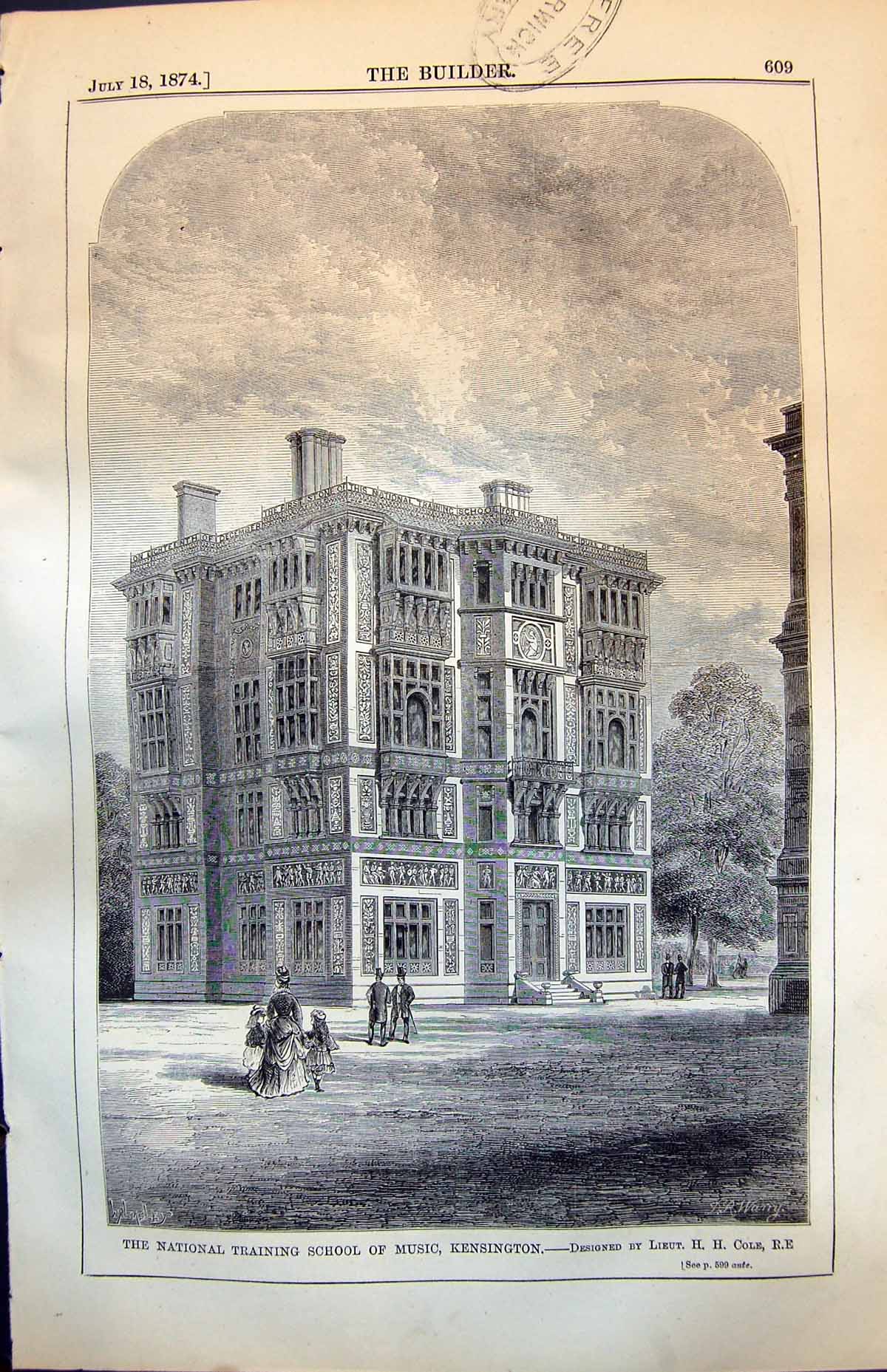 Antique Print National Training School Music Kensington Lieut H H Cole 1874