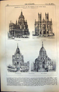 Old Print Competition Designs Church Montmartre Paris Crepinet Magne 1874 19th