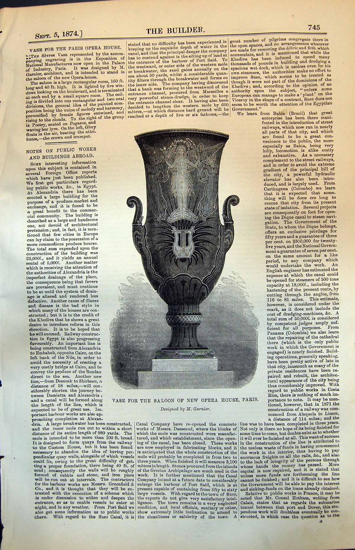Antique Print Vase For Saloon New Opera House Paris Designed M Garnier 1874