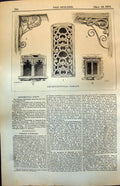 Antique Old Print Architecture Wooden Door Pontefract Windows Minehead 1874