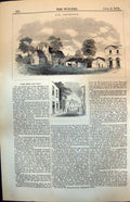 Original Old Antique Print Brompton Hoop Toy Timber Building 15Th Century 1874