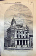 Old Antique Print Bradford District Bank Milnes & Francis Architects 1874 19th