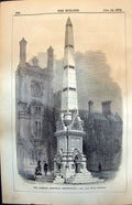 Antique Old Print Clement Memorial Shrewsbury Mr John Gibbs Architect 1874 19th