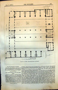 Original Old Antique Print Plan New Billingsgate Market Nicholsons Wharf 1874