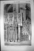 Old Print Pulpit Church Heidingsfeldt Bavaria End Fifteenth Century 1881 19th