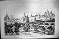 Original Old Antique Print Ancient Viaduct Rothenburg Bavaria 1881 Victorian