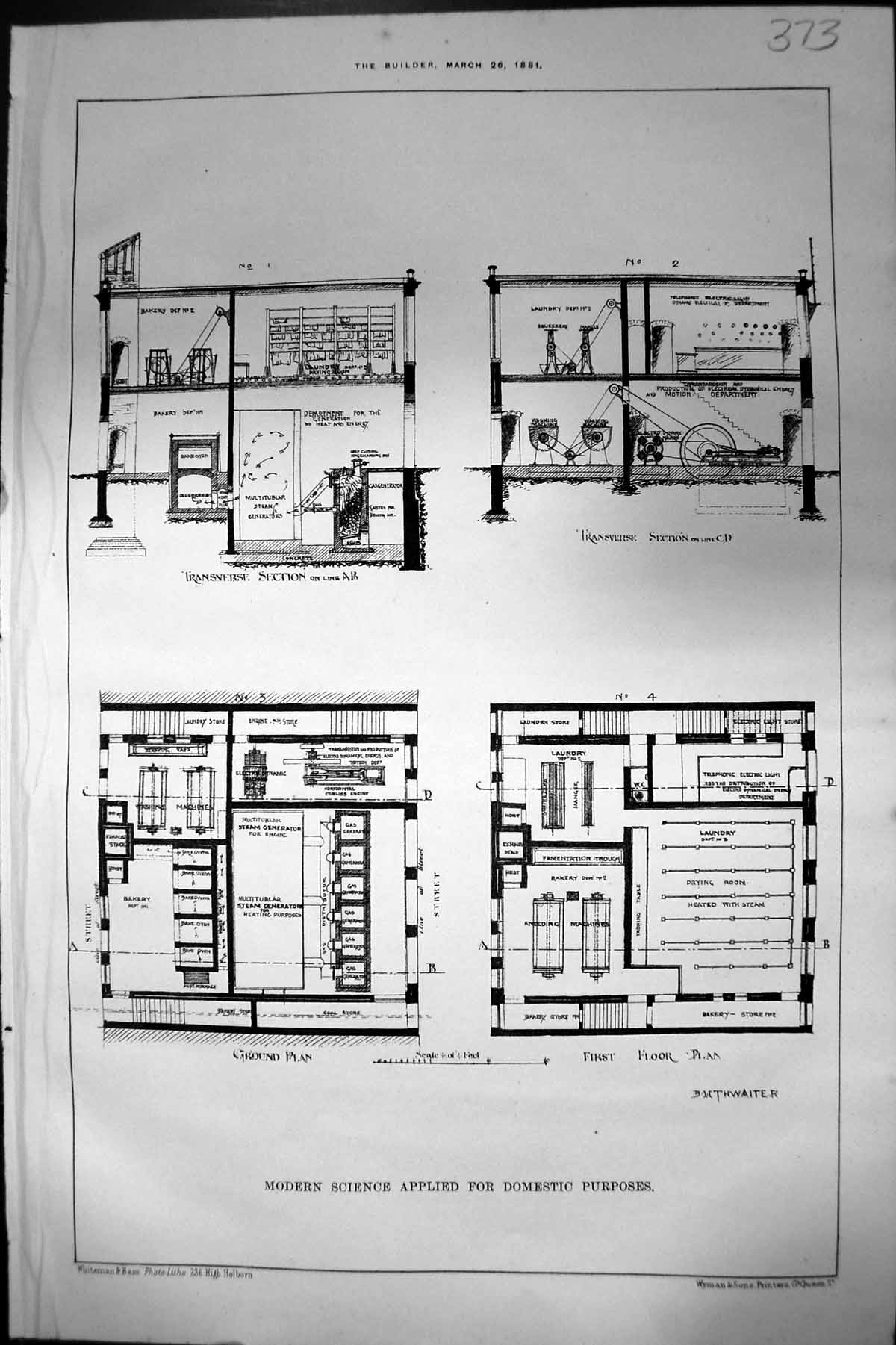 Antique Print Free Public Library Richmond Surrey Exterior Ground Plan 1881