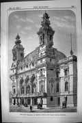 Old Print Exterior New Theatre Monte Carlo Charles Garnier Architect 1881 19th