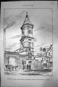 Old Print Entrance New Casual Wards Manchester Mills Murgatroyd Arch 1881 19th