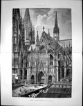 Original Old Antique Print Cologne Cathedral Restored View South Side 1881