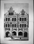 Original Old Antique Print Town Chancellery Konstanz Commenced 1593 1881