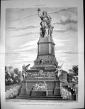 Antique Old Print German National Monument Niederwald Rudesheim Rhine 1881