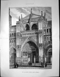 Original Old Antique Print Del Perdon Doorway Toledo Cathedral 1881Victorian