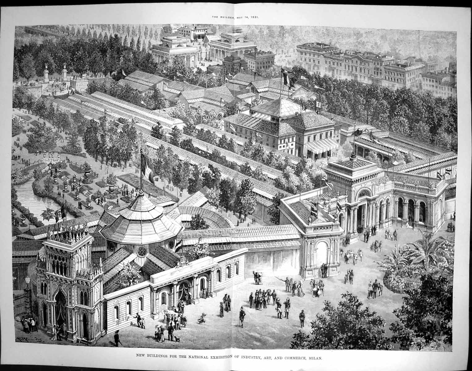 Old New Buildings National Exhibition Industry Art Commerce Milan 188 19th