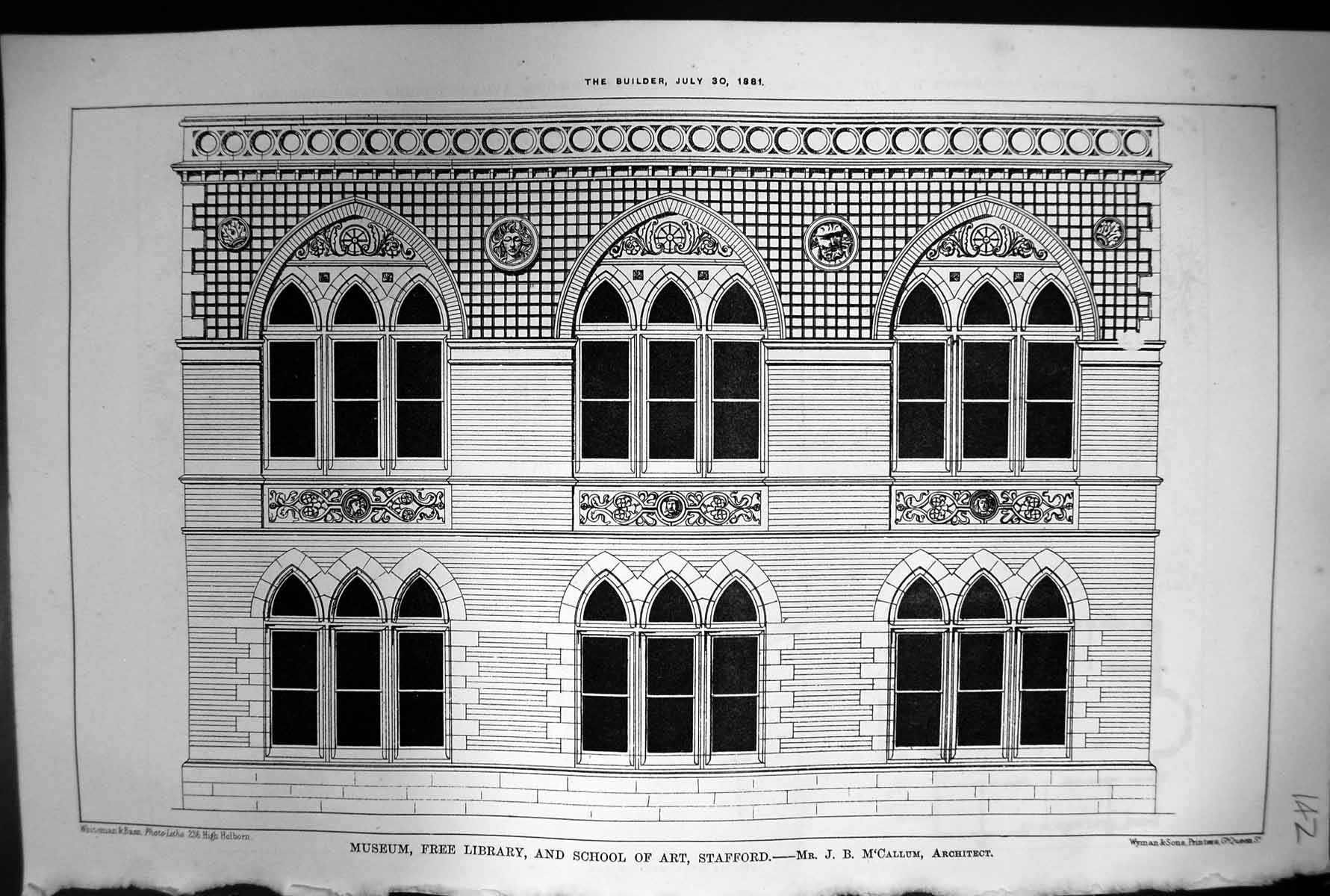 Old Museum Free Library School Art Stafford J M'Callum Architect 1881 Victorian
