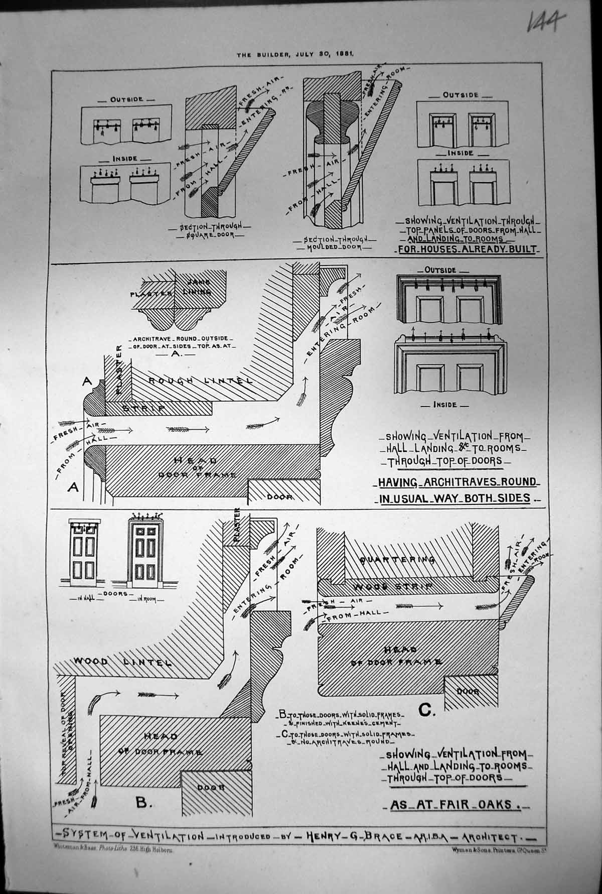 Old System Ventilation Introduced Henry Brace Architect Fair Oaks 188 Victorian