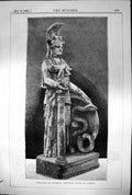 Original Old Antique Print Statuette Minerva Recently Found In Athens 1881 19th