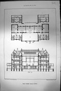 Old Antique Print Oban Street Board School First Floor Plan Section 1881 19th