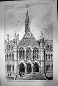 Old Print University College Nottingham Principal Entrance Wr Mawson 1881 19th