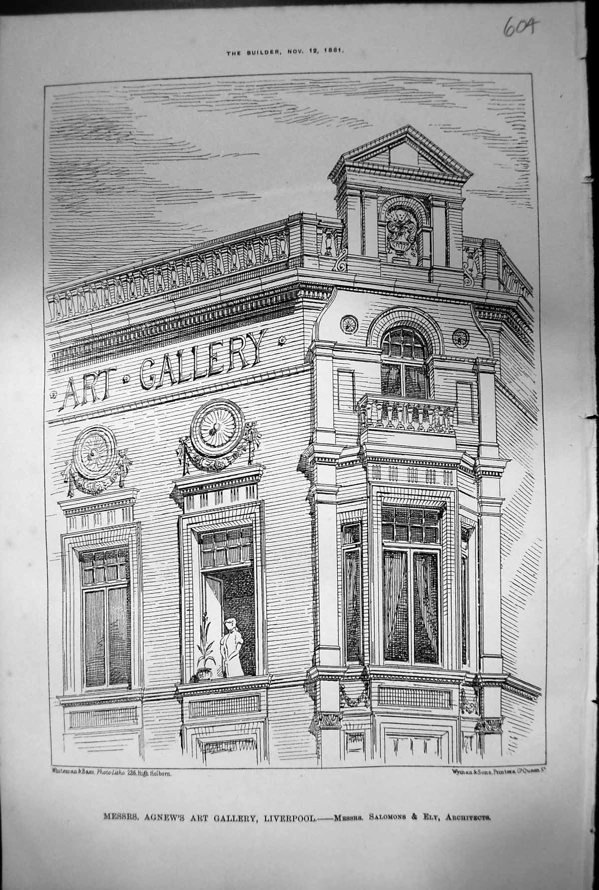 Old Messrs Agnews Art Gallery Liverpool Salomons & Ely Architects 188 Victorian
