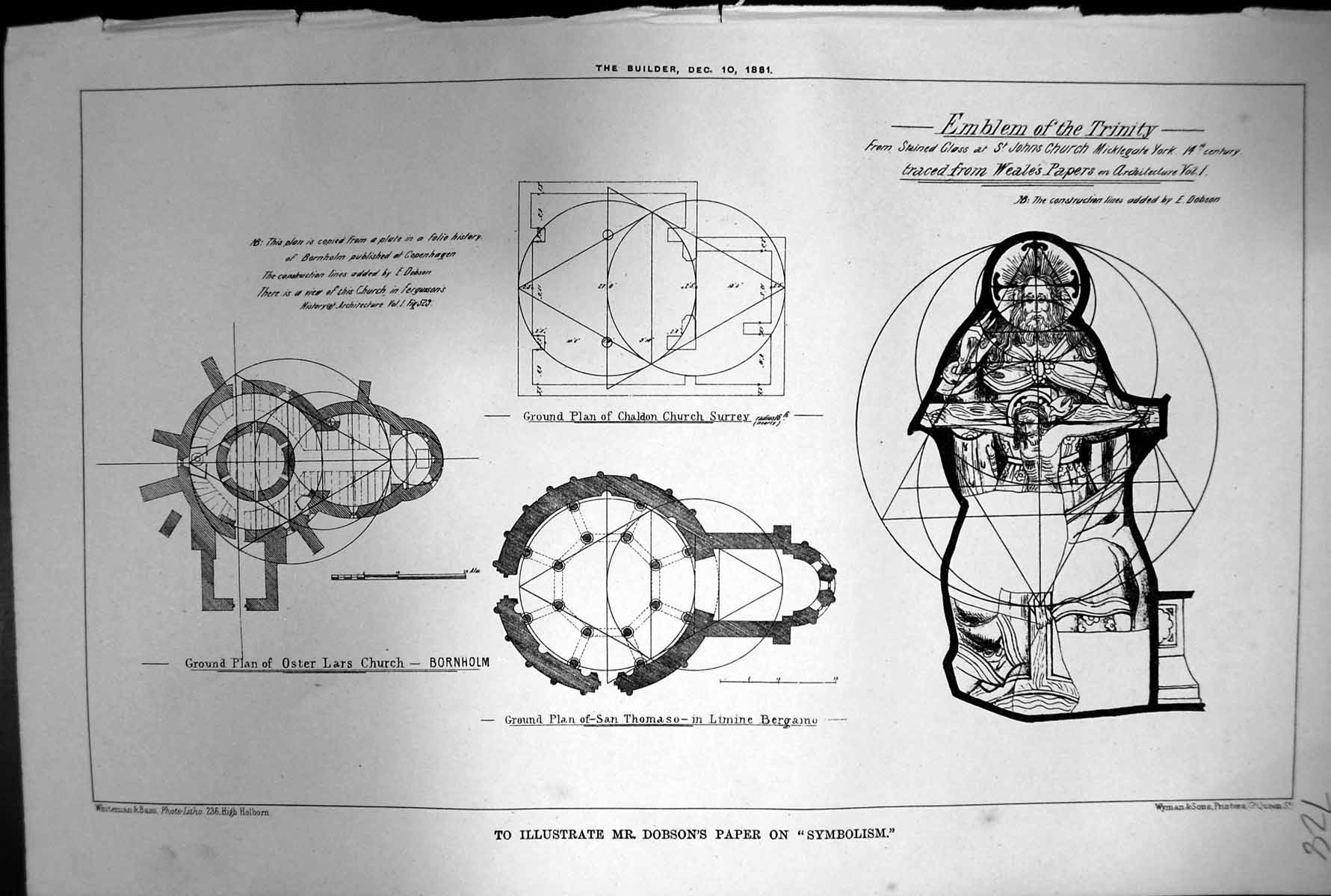 Old Illustrate Mr Dobsons Paper Symbolism Plan Oster Lars Church 1881 Victorian