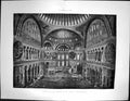 Original Old Antique Print Interior Church St Sophia Constantinople 1881 19th