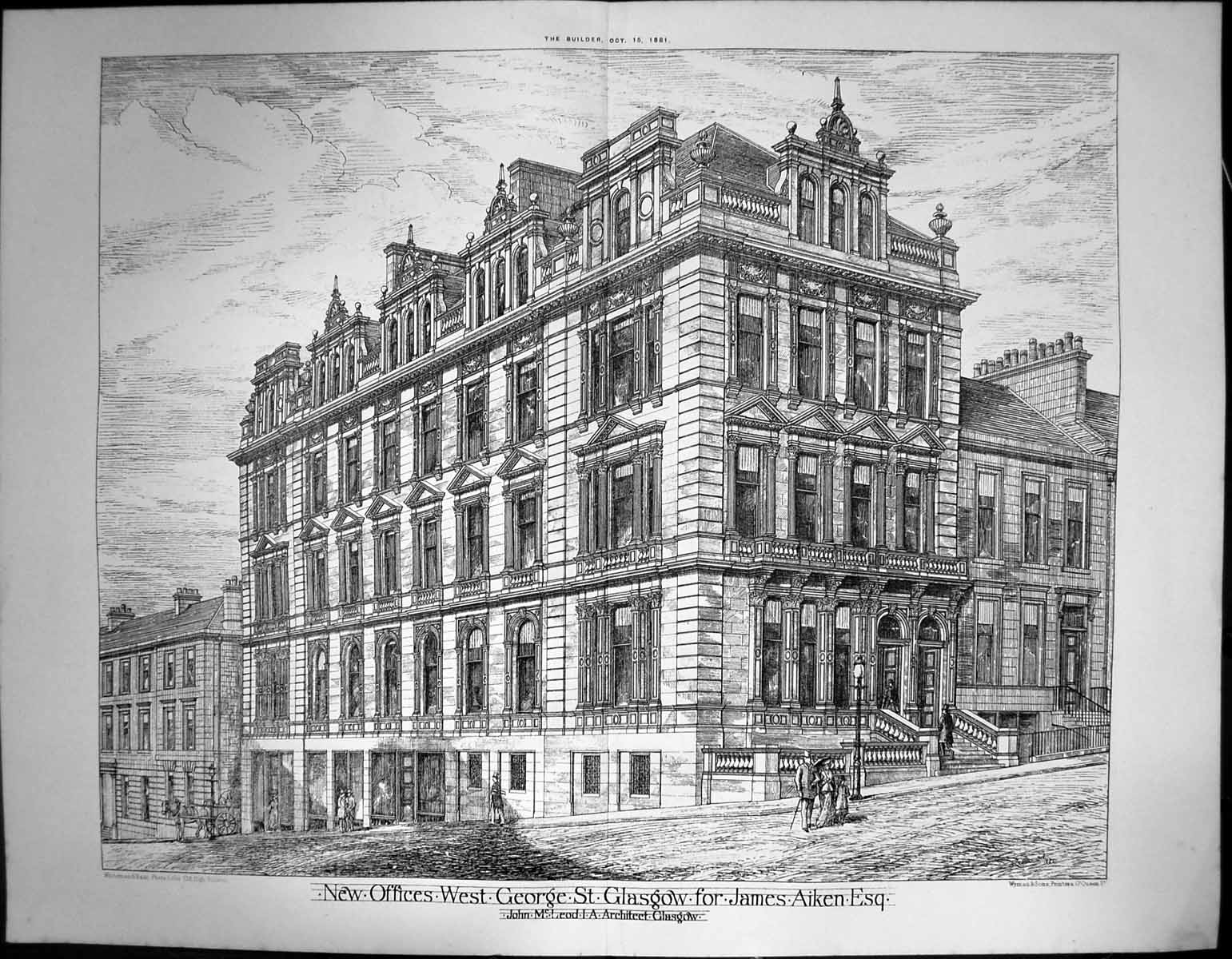 Old New Fices West George St Glasgow James Aitken J Mcleod Arch 1881Victorian