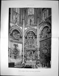 Original Old Antique Print Burgos Cathedral Interior Chapel Constable 1881