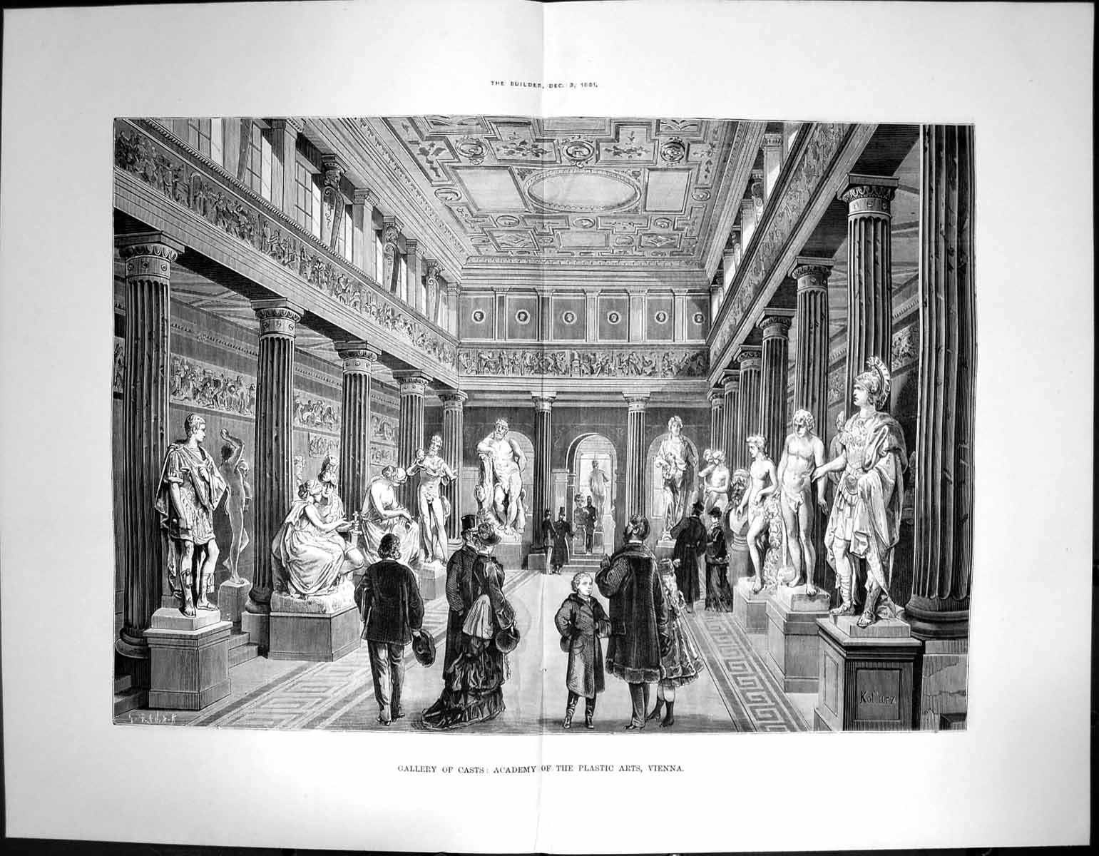 Old Antique Print Gallery Casts Academy Plastic Arts Vienna Kallarz 1881 19th