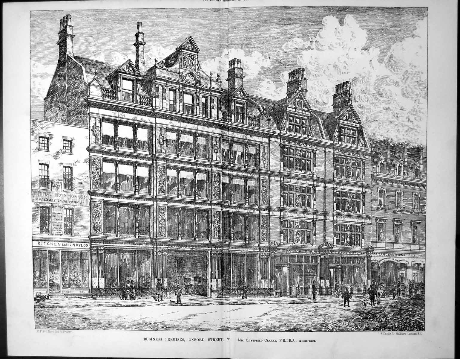 Old Print Business Premises Oxford Street W Chatfield Clarke Arch 1884 11 19th
