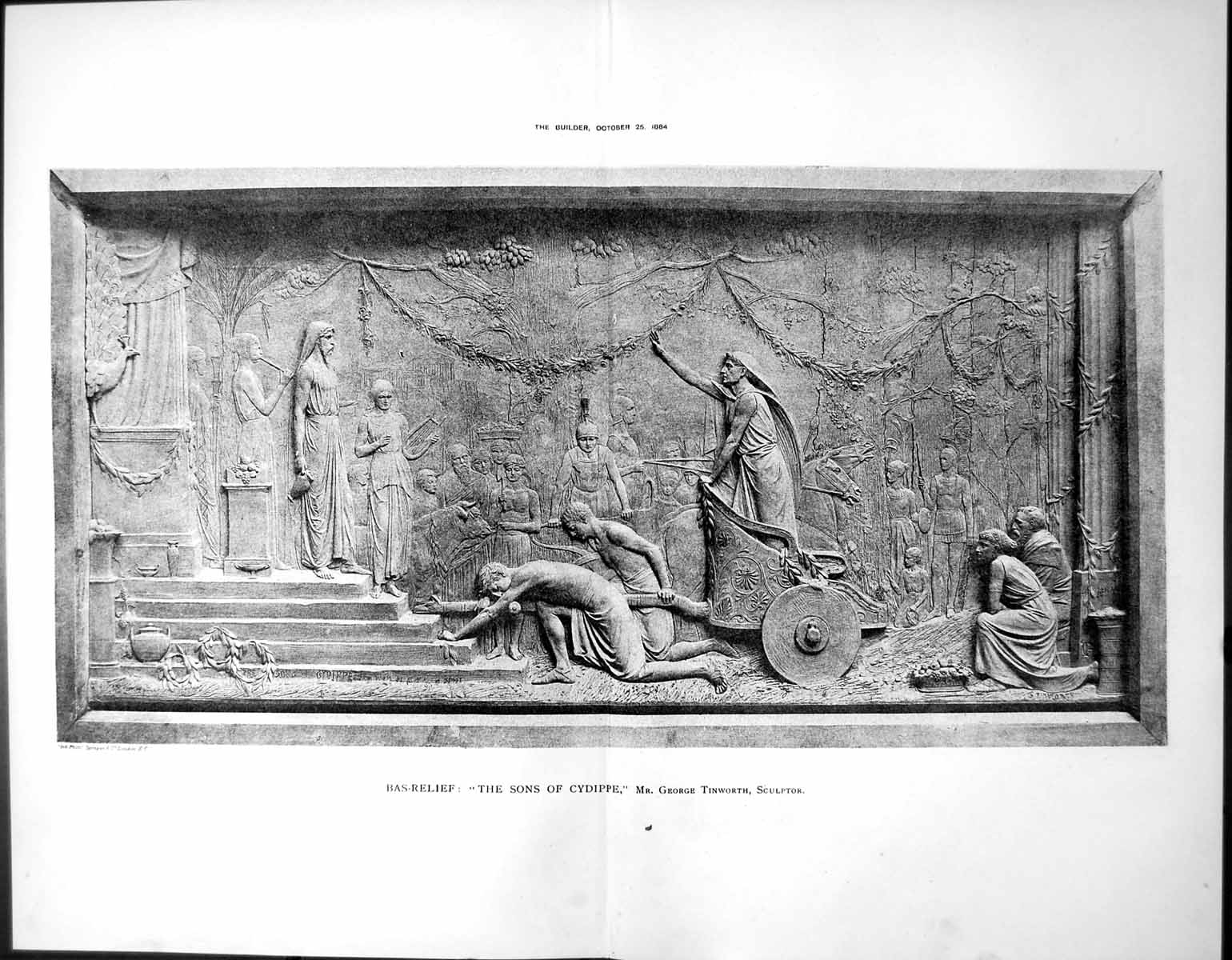 Old Antique Print Bas Relief Sons Cydippe George Tinworth Sculptor 1884 11 19th